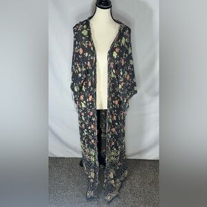 Free People One FP One Kimono Robe Duster M/L Boho Festival Gypsy Distressed